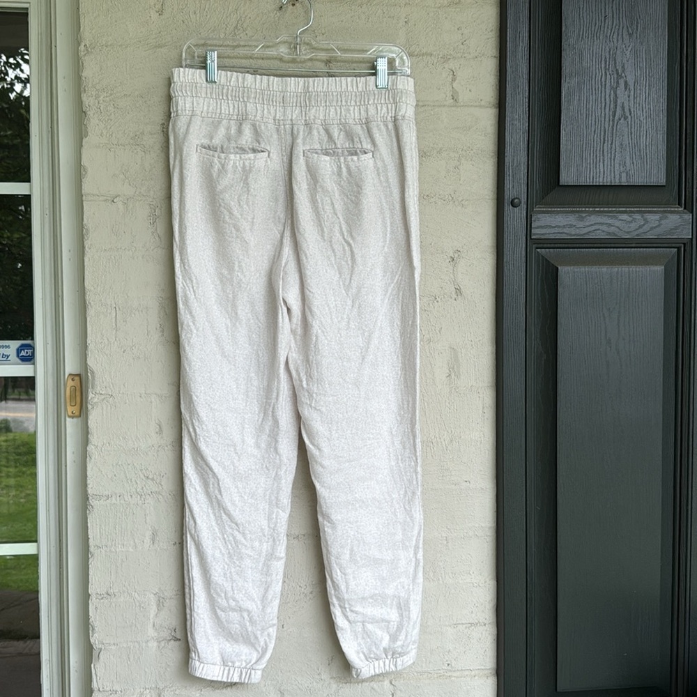Athleta Leopard Print Cabo Linen Jogger Pants Cream/Tan Size 6 - Picture 10 of 15